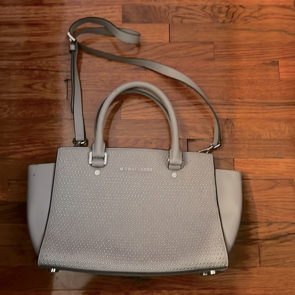 Michael Kors grey studded front shoulder bag